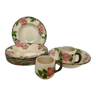 Vintage British Franciscan Desert Rose Bowls and Cups - 9 Pieces For Sale