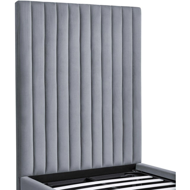 2020s Arabelle Grey Velvet Twin Bed For Sale - Image 5 of 11