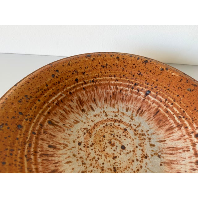 1980s Thomas Reece Organic Speckled Studio Pottery Sculptural Plate For Sale - Image 4 of 12