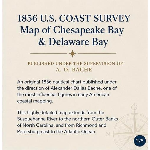 1856 Us Coast Survey Map of Chesapeake Bay & Delaware Bay – By Bache Antique Nautical Chart For Sale - Image 6 of 6
