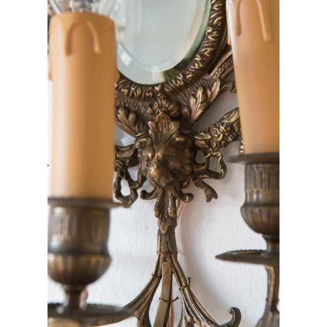 Metal Antique French Wall Lights with Mirror, 1800s, Set of 2 For Sale - Image 7 of 13