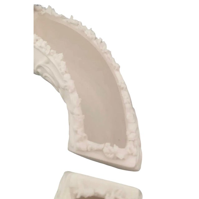 Vintage Bisque Porcelain Oval Centerpiece Planter With Sculpted Roses, the Set of 4 Pieces For Sale - Image 4 of 11
