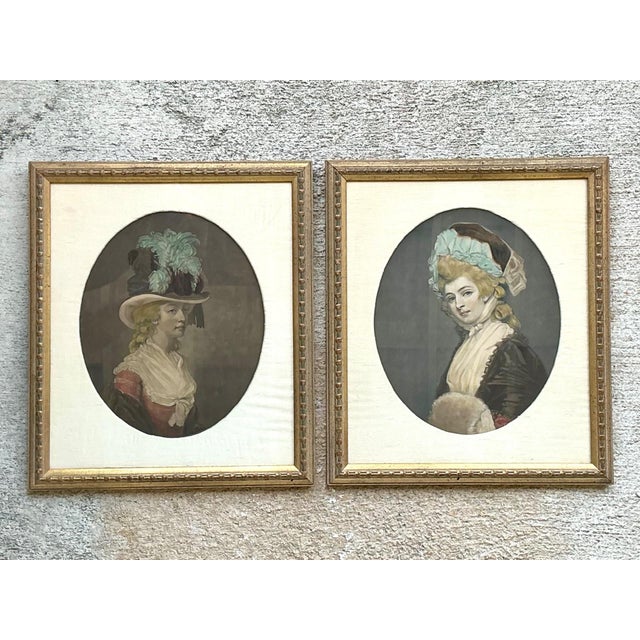 Vintage 18th Century Style Portrait Engravings - Set of 2 For Sale - Image 4 of 13