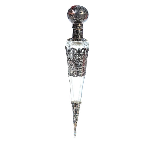 Victorian Crystal & Silver Perfume Bottle For Sale