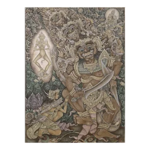 The Goddess Kali Appears to a Hunter - Balinese Ubud Painting Mask Dance by Konci