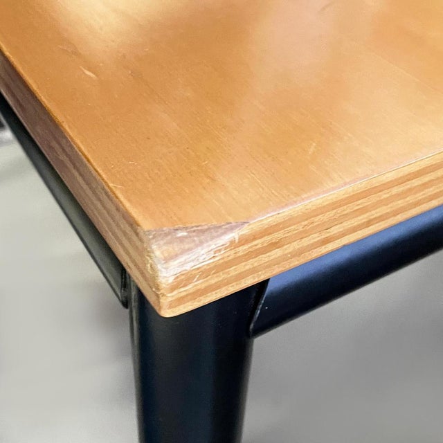 Italian Modern Dining Table or Desk in Wood and Black Metal, 1980s For Sale - Image 15 of 18