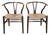 ChH4 Wishbone Chairs in Stained Oak by by Hans J. Wegner, 1990s, Set of 2 For Sale