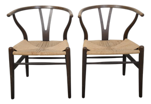 ChH4 Wishbone Chairs in Stained Oak by by Hans J. Wegner, 1990s, Set of 2