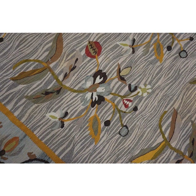 Shocking Grey Ground Color and Multicolor Floral Design Antique Besserabian Flat-Weave Rug For Sale In New York - Image 6 of 11