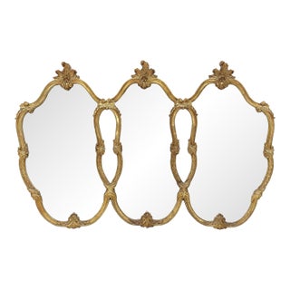 Louis XV Style Giltwood Three-Panel Wall Mirror For Sale