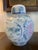 Beautiful vintage Asian porcelain ginger jar featuring delicate blue and soft pastel hand-decorated floral, bird, and...