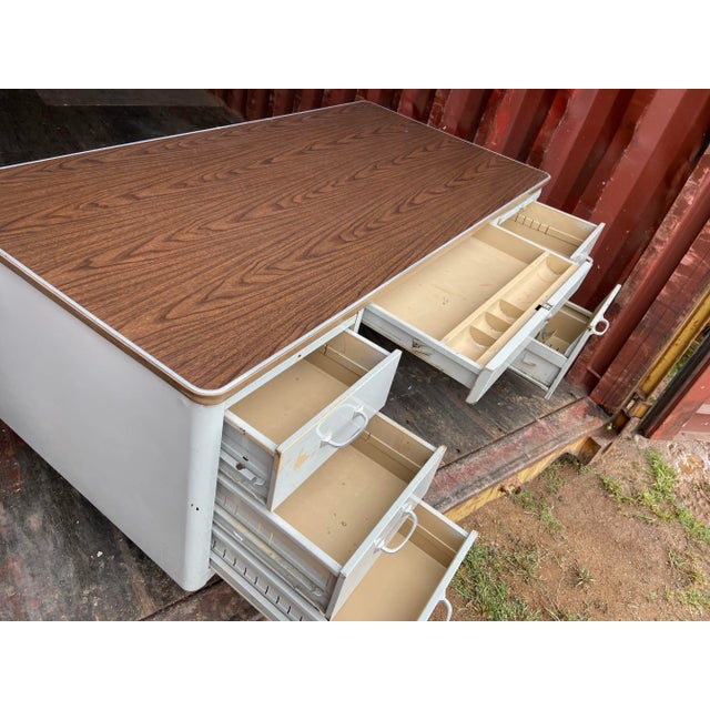 1970s Vintage Mid Century Modern Metal Tanker Desk For Sale - Image 10 of 12