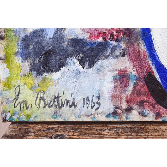 1960s Emanuele Bettini, Vase of Flowers, 1963, Oil on Canvas For Sale - Image 5 of 9