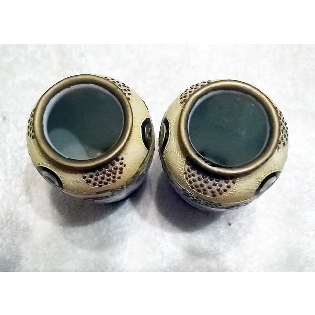 Vintage Mid-Century Japanese Satsuma Moriage Porcelain Vases - A Pair For Sale - Image 6 of 8