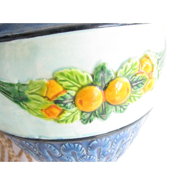 Mid 20th Century Vintage Mid 20th Century Hanging Majolica Pottery Planter For Sale - Image 5 of 12