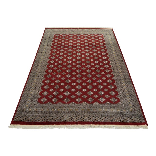 Bokhara Jaldar Rug 8’1” X 10’4” Red Wool Tribal Hand-Knotted Oriental Carpet For Sale