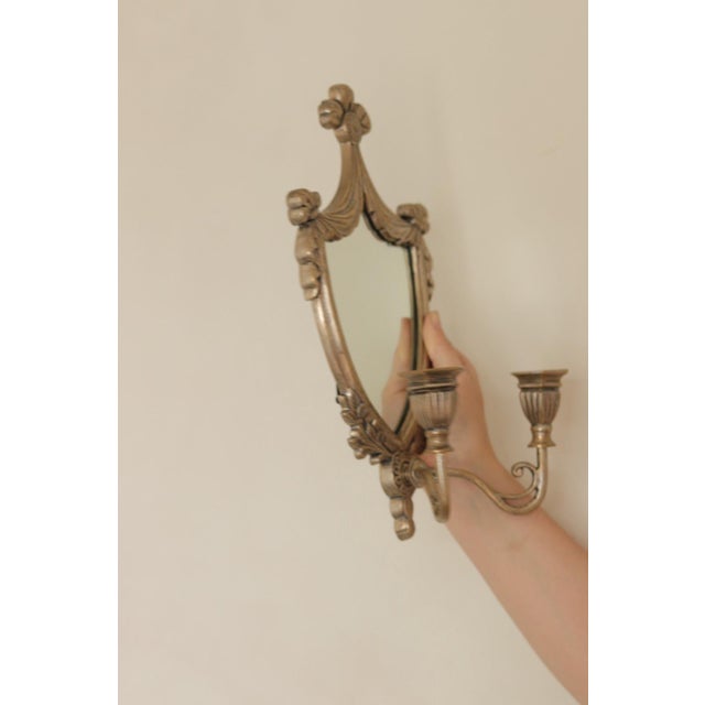 Vintage Italian Brass Sconces with Mirror, Set of 2 For Sale - Image 6 of 13