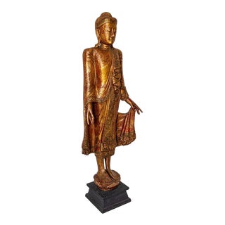 Vintage Gilded Sculpture of a Thai Standing Buddha For Sale