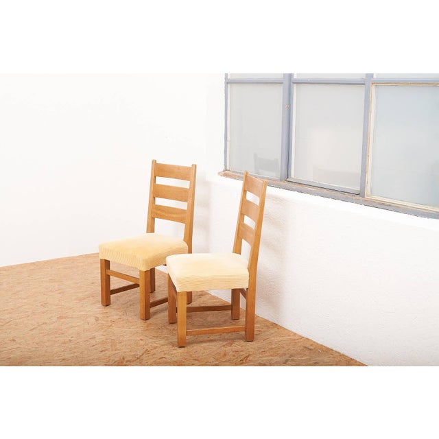 Chairs in Oak in Yellow Corduroy Fabric by Anliker Langenthal, 1960s, Set of 8 For Sale - Image 13 of 16
