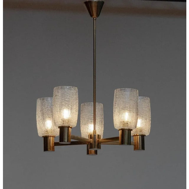 Large Brass Chandelier by Doria Leuchten, 1960 For Sale - Image 6 of 8