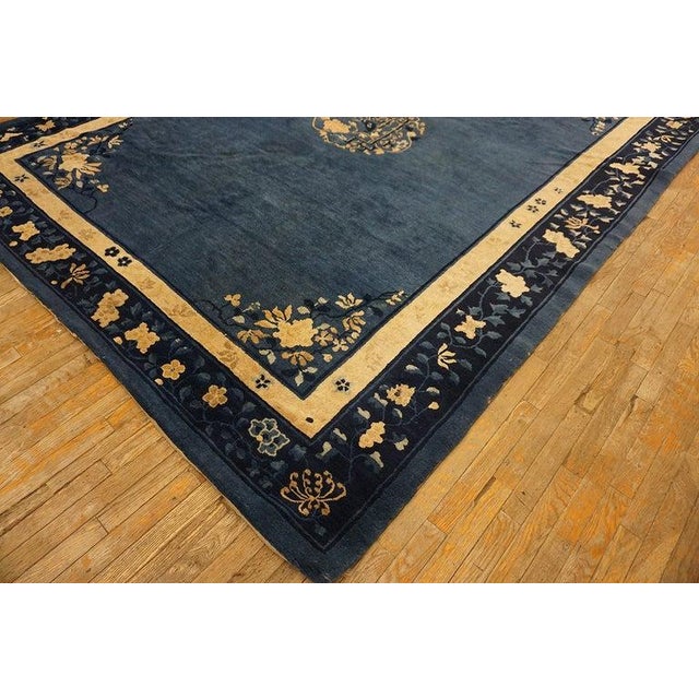 1920s Antique Blue Medallion Oriental Chinese Peking Hand Knotted Rug For Sale In New York - Image 6 of 12