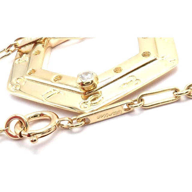 Vintage Cartier Zodiac Yellow Gold Diamond Pendant Link Chain Necklace For Sale - Image 13 of 13