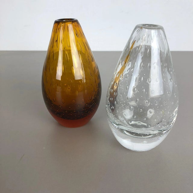 Bubble Glass Vases from Hirschberg, Germany, 1970s, Set of 2 For Sale - Image 4 of 12