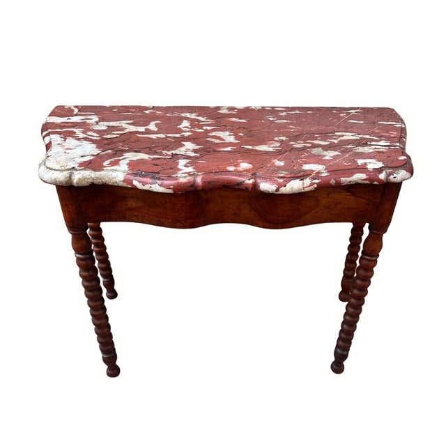 Louis xv console table, marble and walnut, 18th century - france type: wall console style: louis xv materials: rouge...