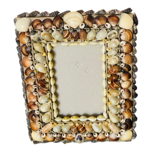 1960s Custom Sea Shell Encrusted Art Photo Frame Tony Doucquett Style