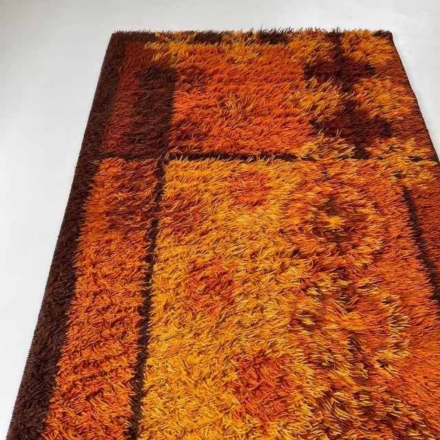 Original Scandinavian Square Pattern Rya Rug by Ege Taepper, Denmark, 1960s For Sale - Image 10 of 18