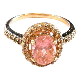 Bochic “Orient” Pink Tourmaline & Topaz Vintage Cluster Ring Set 18k & Silver, Size 9.5 For Sale