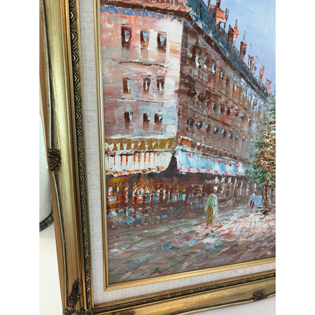 Bernard Buffet Vintage Signed Burnet Paris Street Scene Oil Painting in Ornate Gilt Frame For Sale - Image 4 of 14