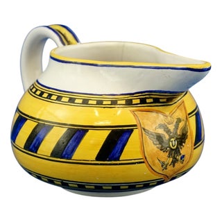 Majolica Ceramic Jug with Coat of Arms and Double-Headed Eagle by Dino Rofi for Santa Lucia, Siena, Italy, 1920s For Sale