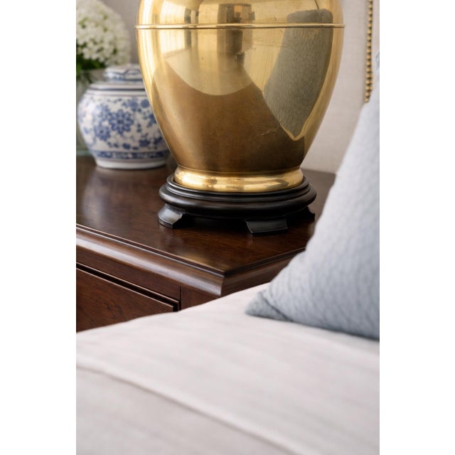 Late 20th Century Vintage Brass Ginger Jar Table Lamps With Double Happiness Finials & Original Pleated Shades – 27” - a Pair For Sale - Image 5 of 12