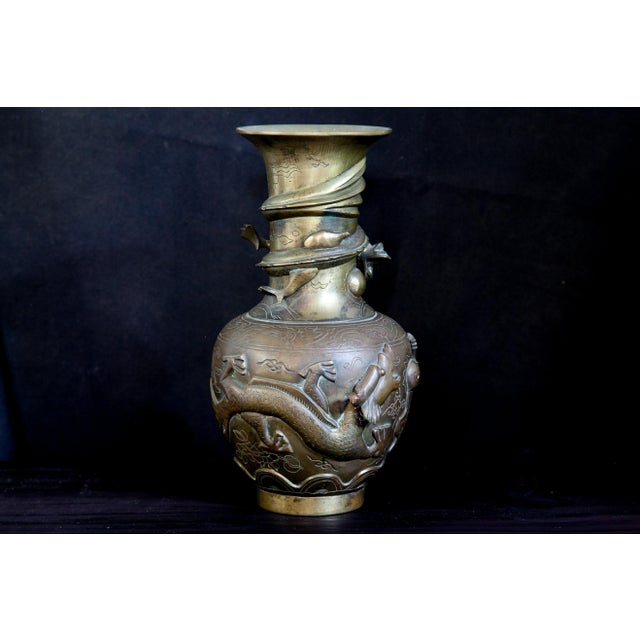 Chinese Mid 20th Century Chinese Bronze Dragon Urn Vase For Sale - Image 3 of 7