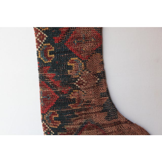 Art Deco Luxury Antique Rug Stocking – One of a Kind Handmade Wall Hanging Home Decor For Sale - Image 3 of 6