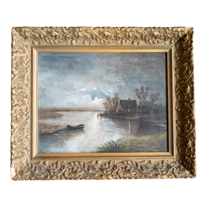 19th Century Continental European Moonlit Nocturne Landscape Painting