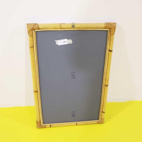 Rectangular Mirror with Natural Woven Bamboo Frame For Sale - Image 3 of 4