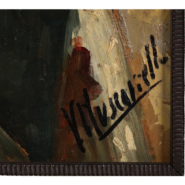 Italian Oil Painting Portrait of Young Boy With Hat For Sale - Image 4 of 5