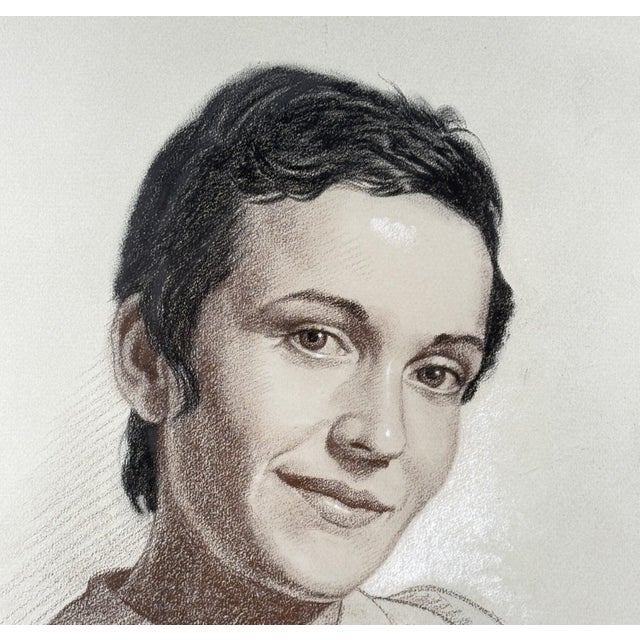 1970s Woodi Ishmael Signed Pastel Portrait of a Woman, 1971 For Sale - Image 5 of 17