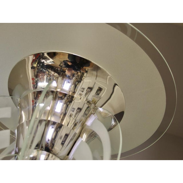 French Art Deco Pendant Lamp in Metal and Glass by Henri Petitot for Maison Petitot, 1930s For Sale - Image 11 of 15