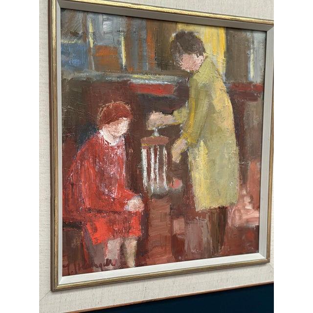 Ingeborg Strangell, Conversation, 1960s, Oil on Canvas, Framed For Sale - Image 8 of 18