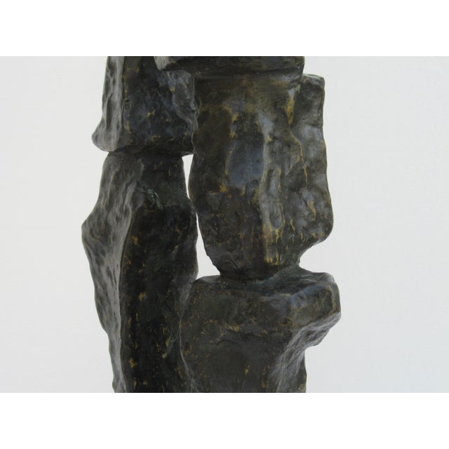 C.1940-50's -Signed Monumental American Artist (Carl Lewis Pappe)- Cubist Abstract Bronze Sculpture on Mahogany Base For Sale - Image 15 of 18