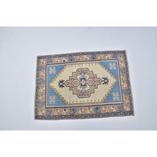 Blue 1950s Bohemian Kurdish Area Carpet For Sale - Image 8 of 10