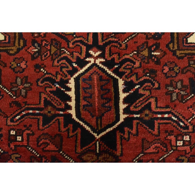 Heriz Rug 8'6'' X 10'3'' Red Wool Vintage Tribal Hand-Knotted Oriental Carpet For Sale - Image 9 of 15