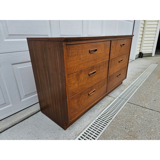 Lane Furniture Lane Furniture Walnut and Laminate Six Drawer Dresser For Sale - Image 4 of 11