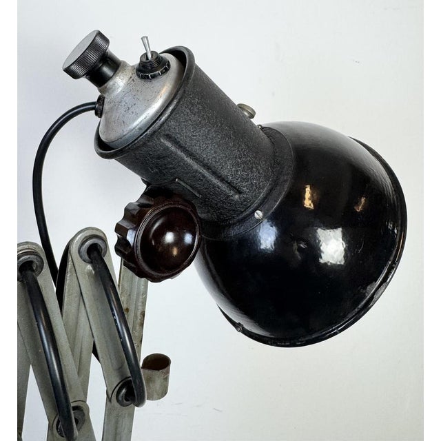 Industrial Black Enamel Scissor Wall Lamp, 1950s For Sale - Image 16 of 18