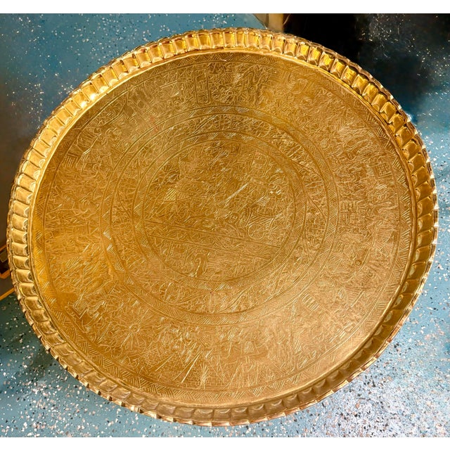 Early 20th Century Moorish-Style Brass Tray Table For Sale - Image 10 of 12