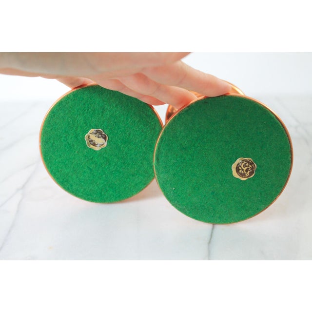 Wood Vintage Copper & Wood Taper Candle Holders - A Pair For Sale - Image 7 of 8