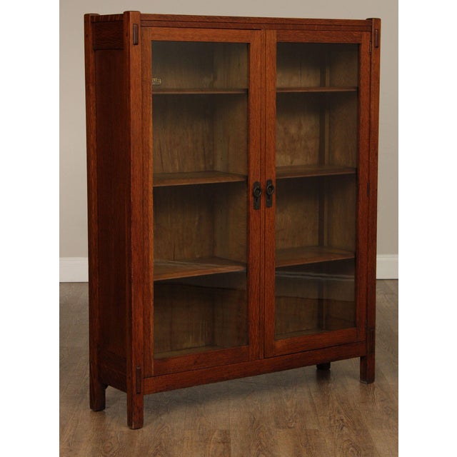 Wood Lifetime Furniture Antique Mission Oak Two-Door Bookcase For Sale - Image 7 of 12